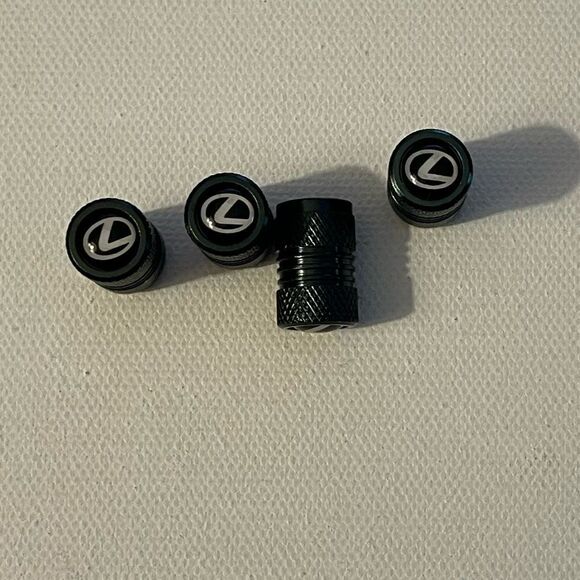 Lexus logo valve Stem caps in Black set of 4. NWT - Picture 1 of 4